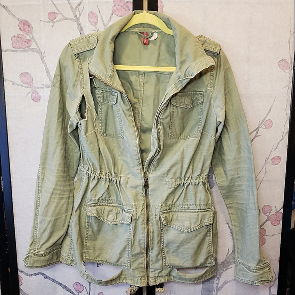Divided Jackets & Blazers - H&M Green Distressed Jacket
